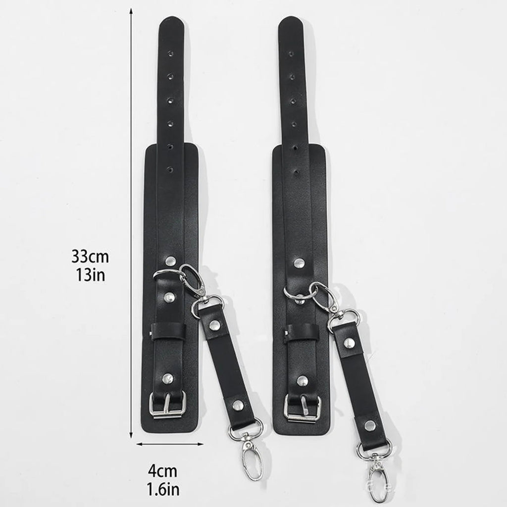 Leather Handcuffs BDSM Kit - Harness Cuffs Bondage Erotic Adult Sex Toys For Couples
