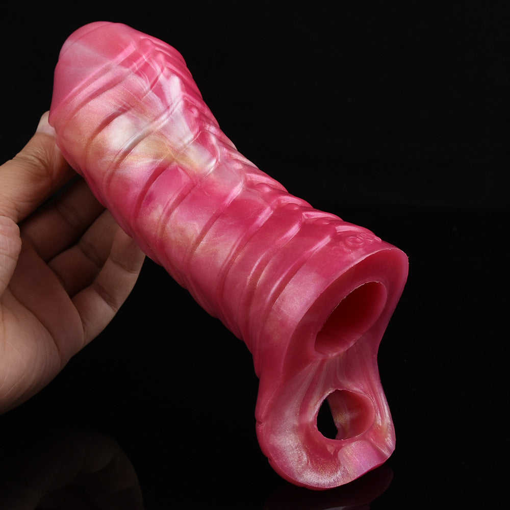 Fire Horse Penis Sleeve Sheath Enlarger - Silicone Monsterdildo Cock Extender Male Condom
