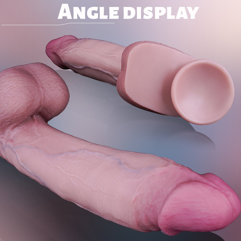 14.96” Realistic Curved Silicone Dildo with Suction Base - Tarisss Sex Toy Store