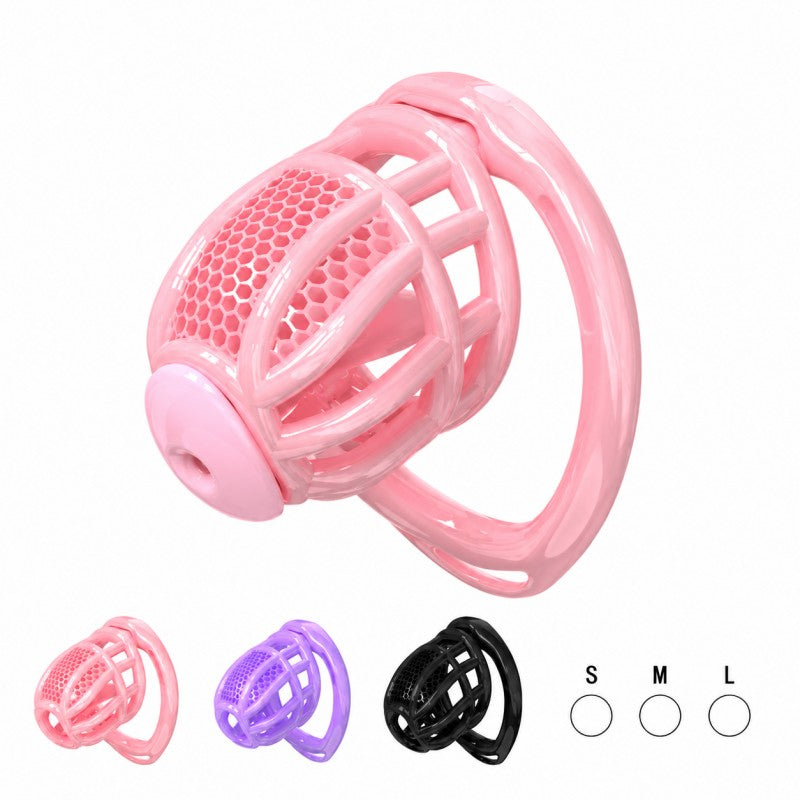 Honeycomb Mesh Adjustable Chastity Cage with Harness Strap (D4)