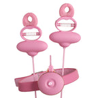 Remote Control Nipple Clamps Vibrator - Pink Neck Restriants BDSM Sex Toys for Women