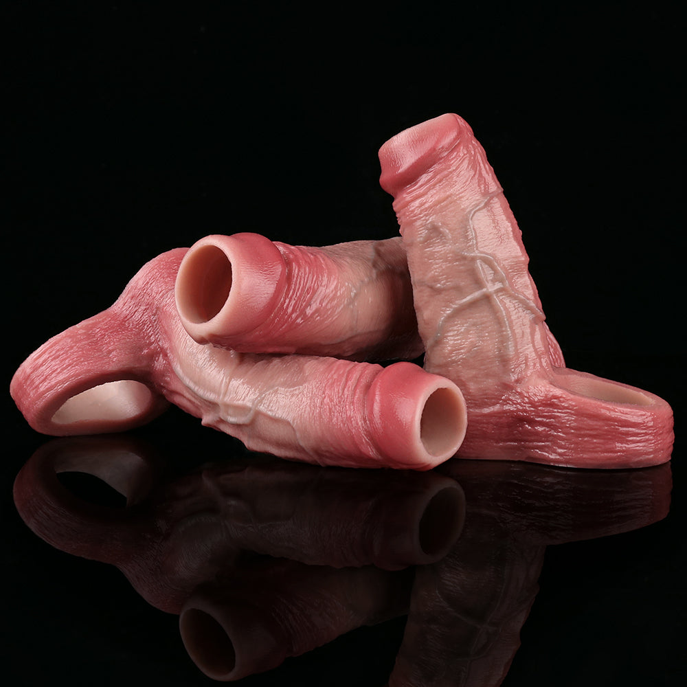 Realistic Penis Sleeve Sheath Sex Toys for Men - Open-end Hollow Dildo Dick Extender