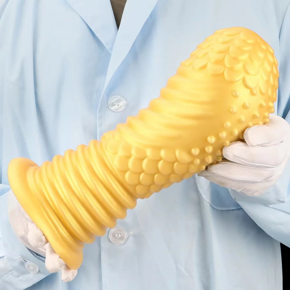 Big Giant Dildo Butt Plug - Golden Huge Knotted Dildos Anal Expansion Dilator Sex Toys