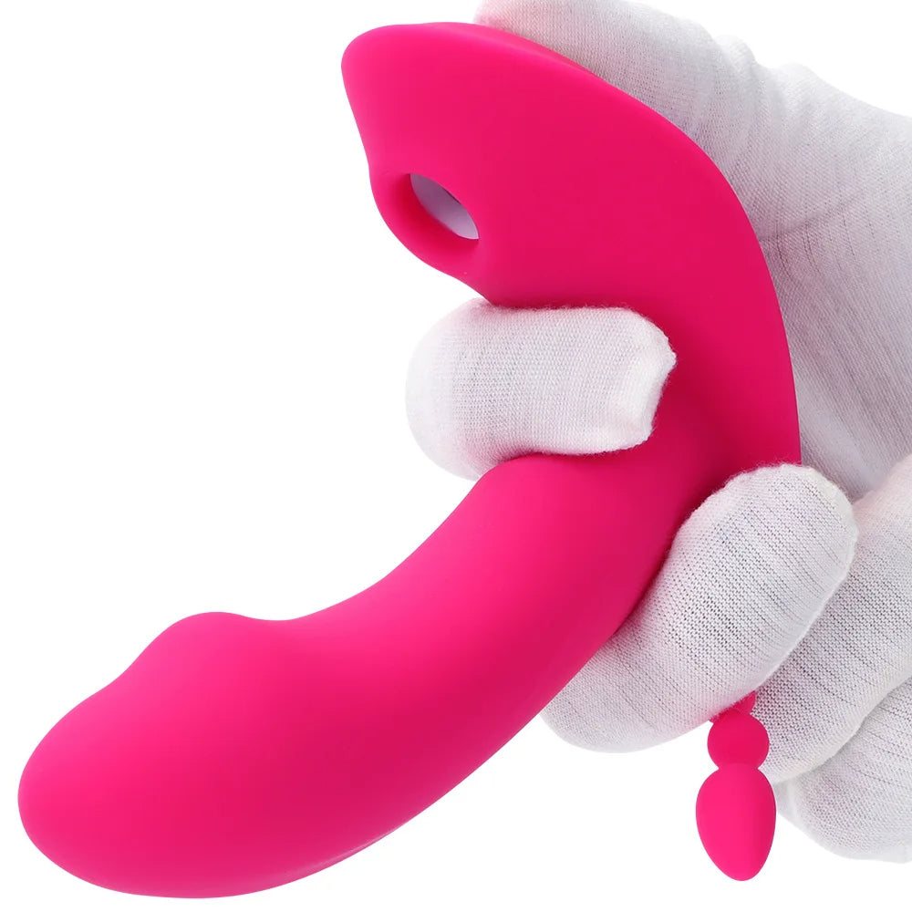 Realistic Vibrating Dildo Clit Sucking Anal Beads Women Vibrator - 3-in-1 Remote Control Female Sex Toy