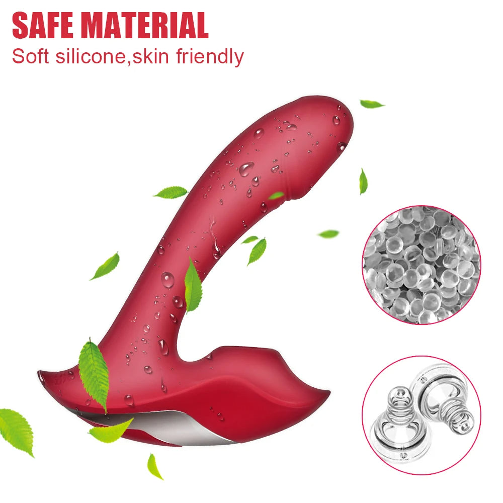 Remote Control Clit Sucking G Spot Vibrator - 9 Vibrating Dildo Female Oral Sex Toy