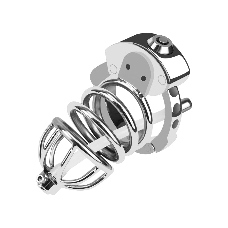 Hollow Metal Chastity Cage with Urethral Tube & Internal Lock – Breathable & Secure Design