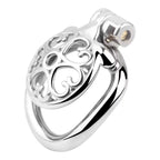 Metal Flat Chastity Cage for Men with Heart Detailing