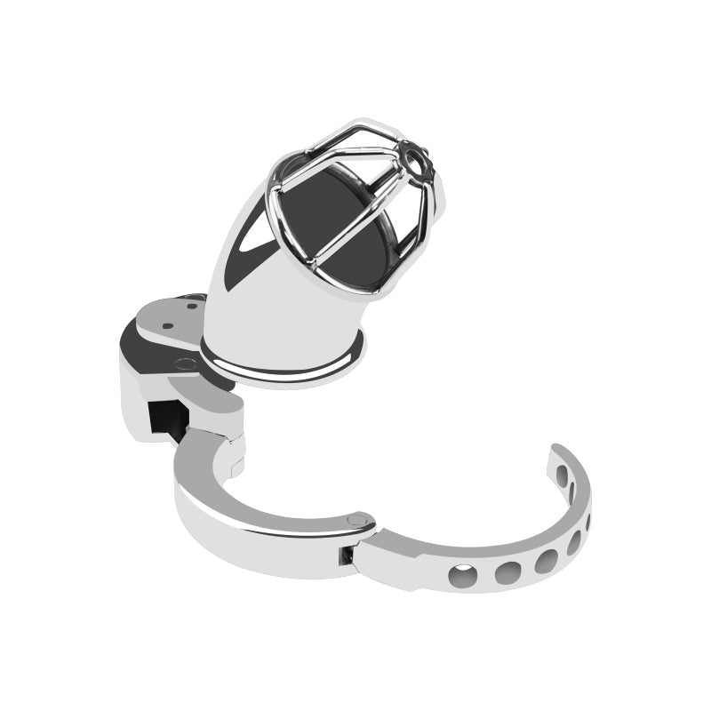 Open-Tip Metal Chastity Cage for Men – Adjustable Fit with Built-In Lock