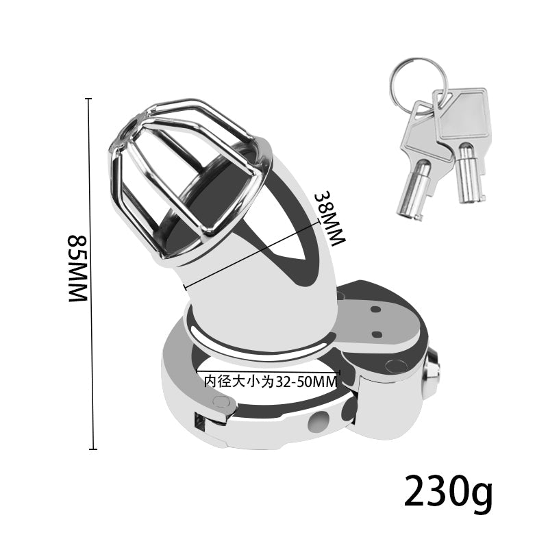 Open-Tip Metal Chastity Cage for Men – Adjustable Fit with Built-In Lock