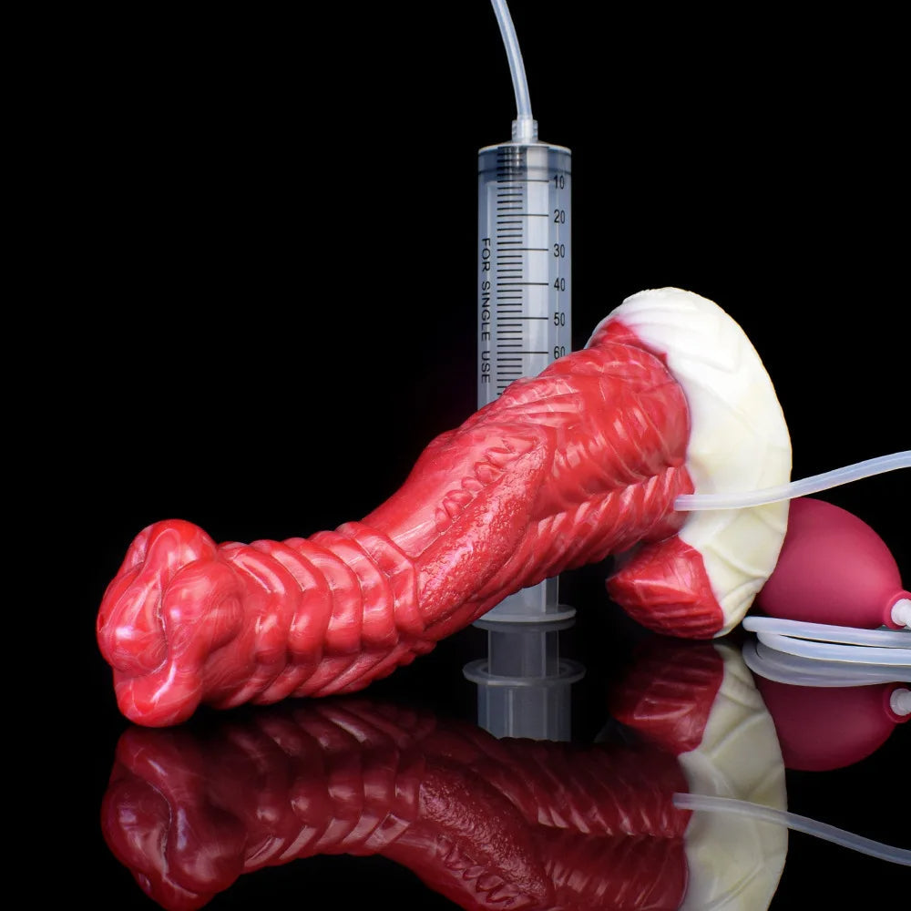 Squirting Dragon Dildo Crawl Clit Stimulation Butt Plug - Silicone Cumming Women Masturbator