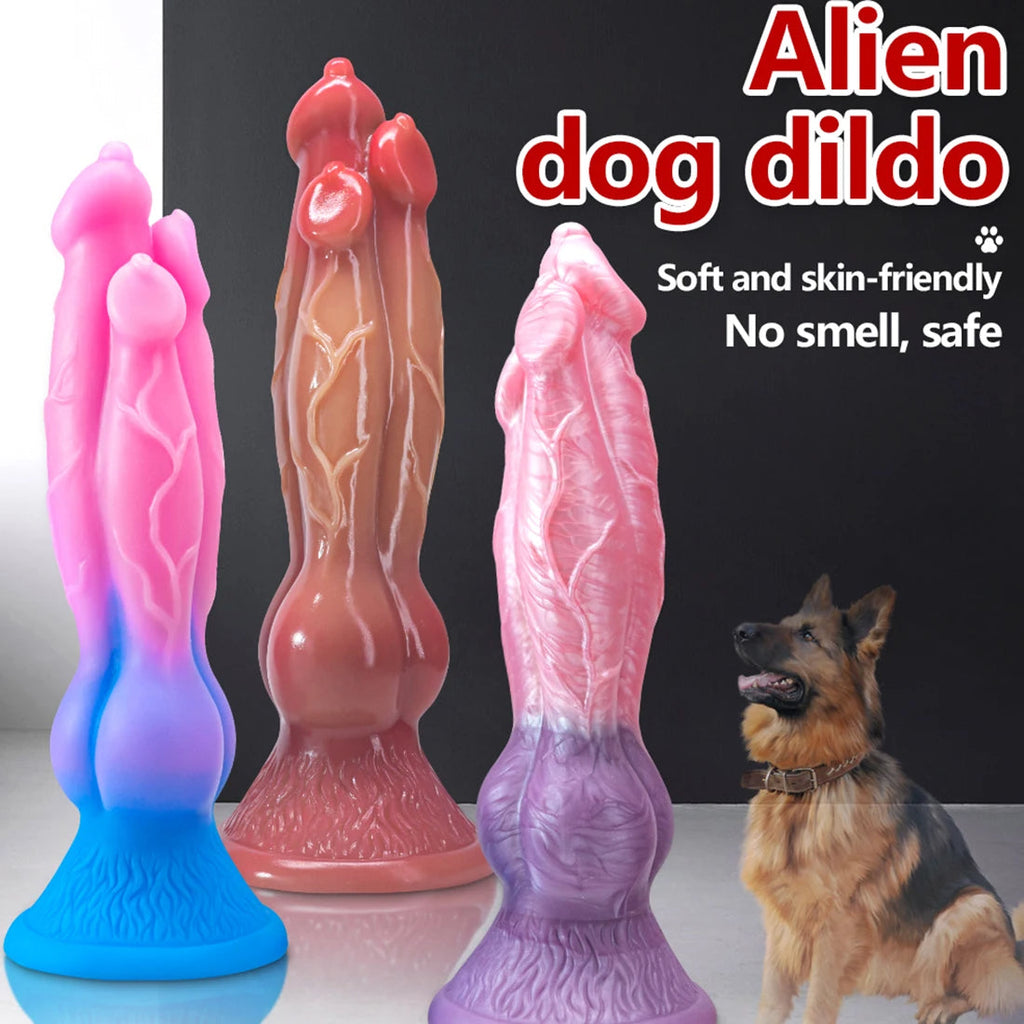Realistic Thick Dog Dildo - 11 inch Monsterdildo Three Head Women Masturbating Sex Toys