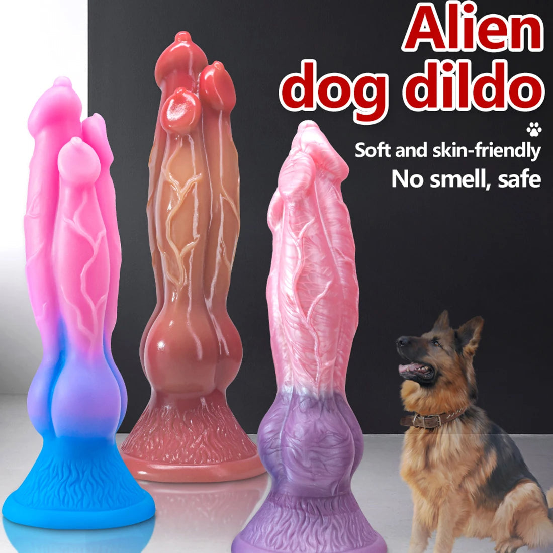 Realistic Thick Dog Dildo - 11 inch Monsterdildo Three Head Women Masturbating Sex Toys