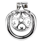 Metal Flat Chastity Cage for Men with Heart Detailing