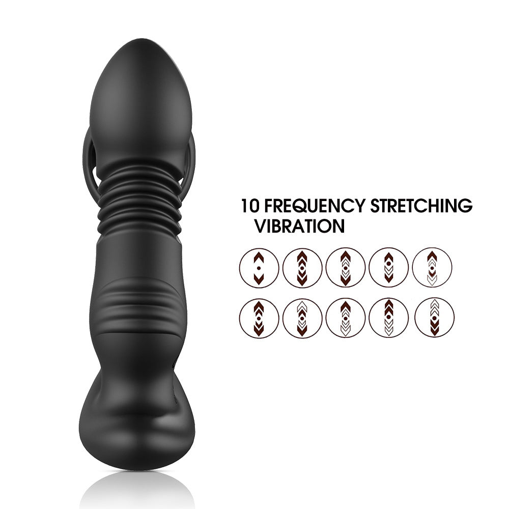 Remote Control Thrusting Dildo Anal Vibrator - Double Cock Ring Male Sex Toys