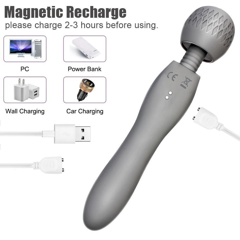 Magic Wand Vibrator - Double End G Spot Clitoral Stimulator Female Sex Toys