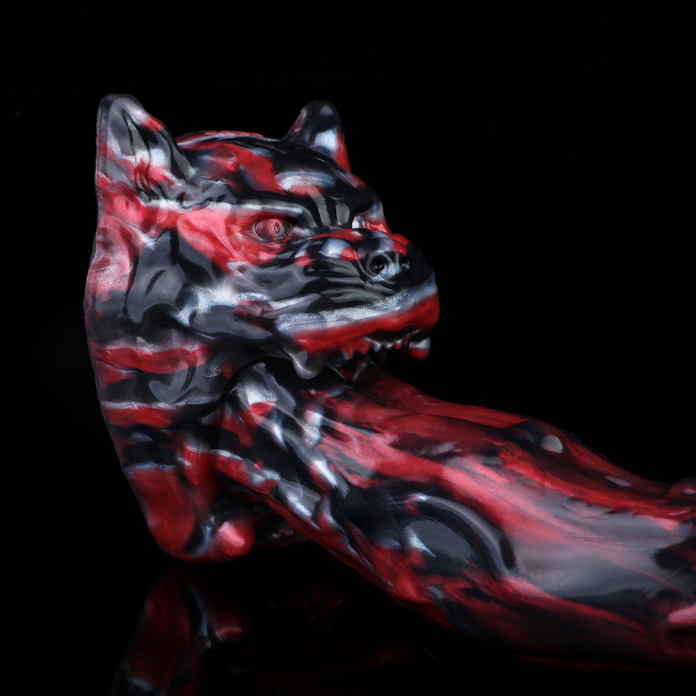 Domlust Black Tiger Monster Dildo | Obsidian Bloodswirl Platinum Silicone Fantasy Toy S–XXL