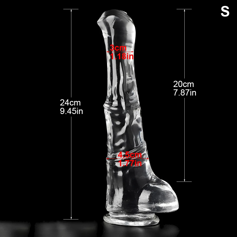 Crystal Realistic Horse Dildo Women Masturbator - Jelly Suction Cup Animaldildo Anal Orgasm