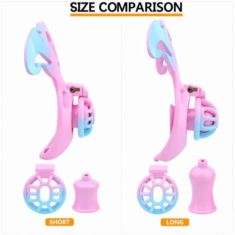 Succubus Heart Chastity Cage – ABS Male Chastity Device with Plate | Short & Long Cage | 3 Ring Sizes | Optional Three-Way Belt