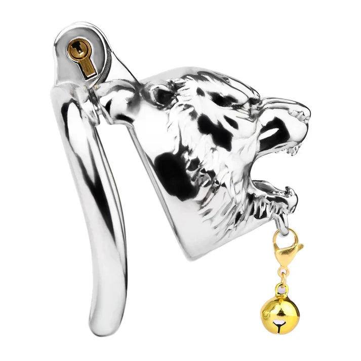 Metal Beast Tiger & Bull Chastity Cage with Bell