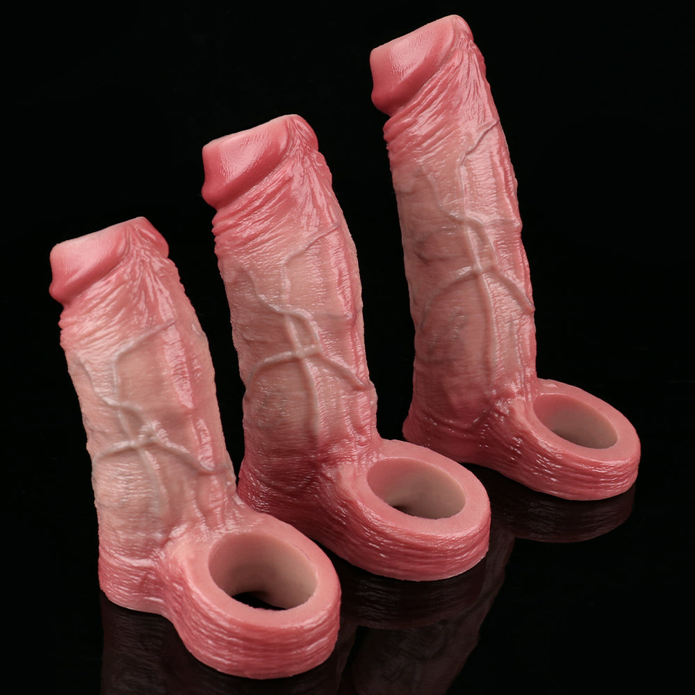 Realistic Penis Sleeve Sheath Sex Toys for Men - Open-end Hollow Dildo Dick Extender