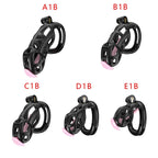 Black Viper Chastity Cage – 5 Sizes Available, Wearable Base Ring Design
