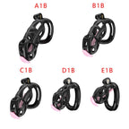 3D Printed Male Chastity Cage with Lock & 5 Rings – Resin Virginity Device with Strap for Men