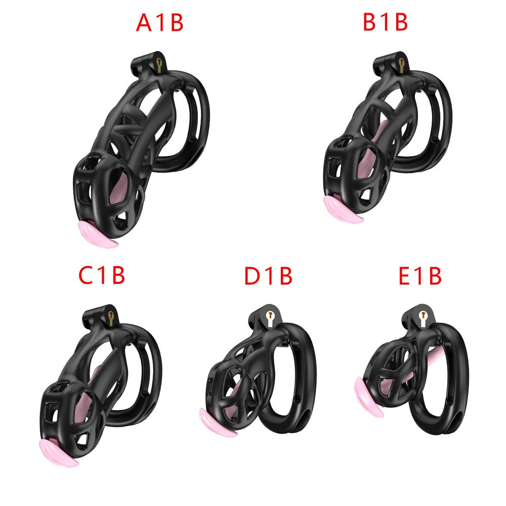 3D Printed Male Chastity Cage with Lock & 5 Rings – Resin Virginity Device with Strap for Men