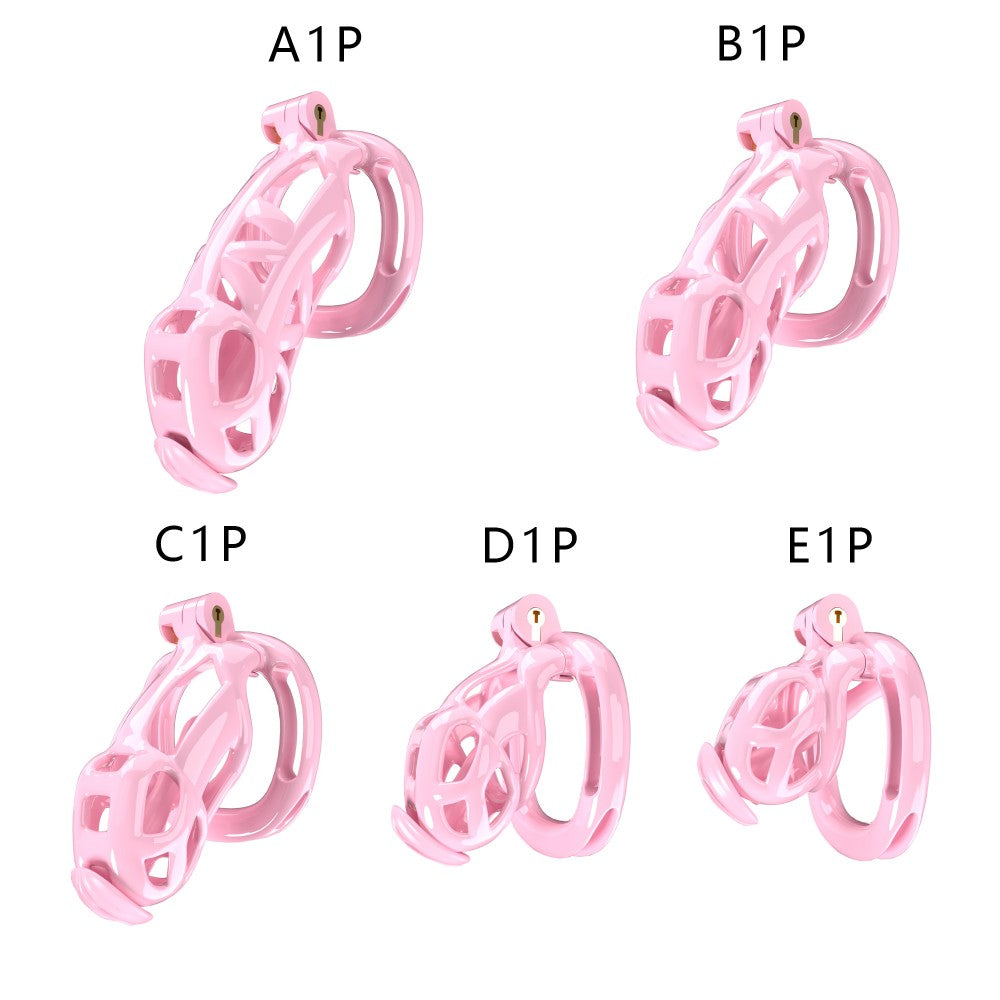 3D Printed Male Chastity Cage with Lock & 5 Rings – Resin Virginity Device with Strap for Men