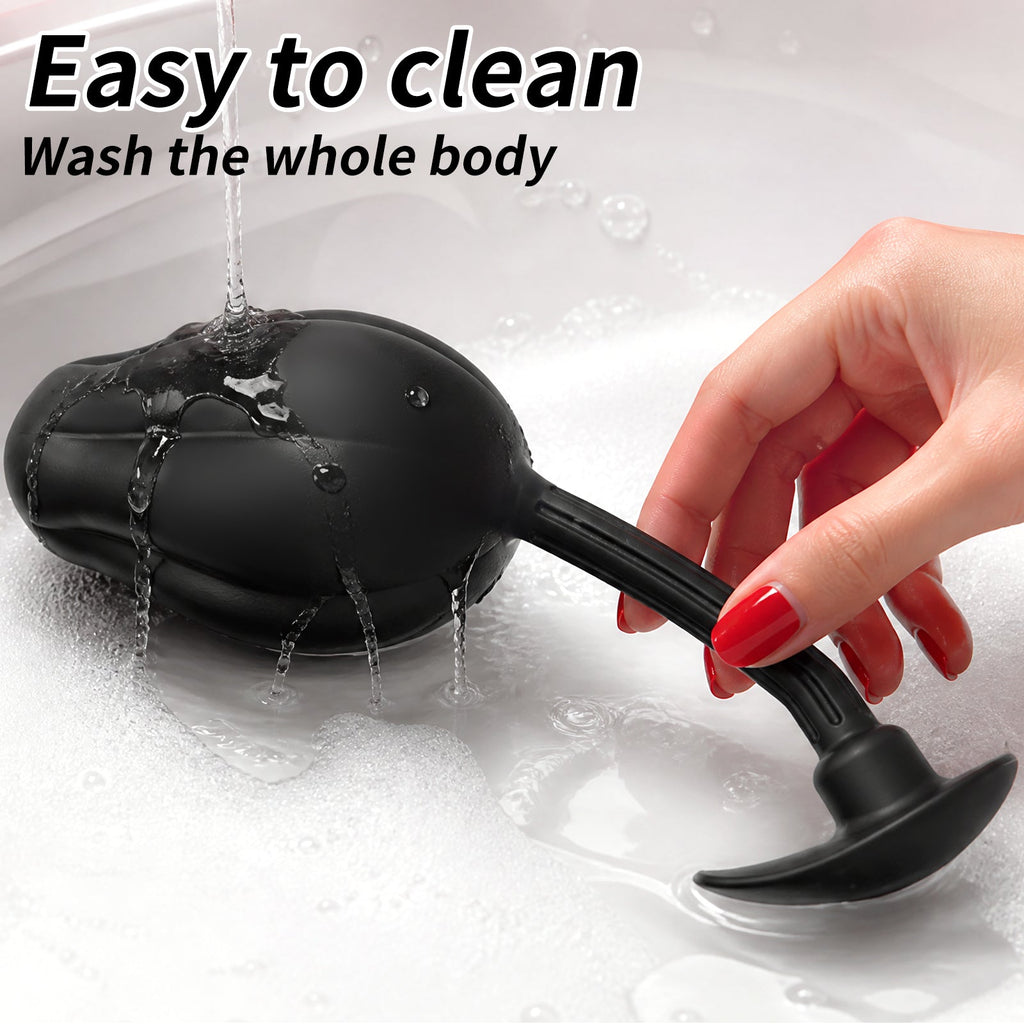 Magnetic Inflatable Anal Plug Premium Expandable Silicone Butt Plug with Hand Pump