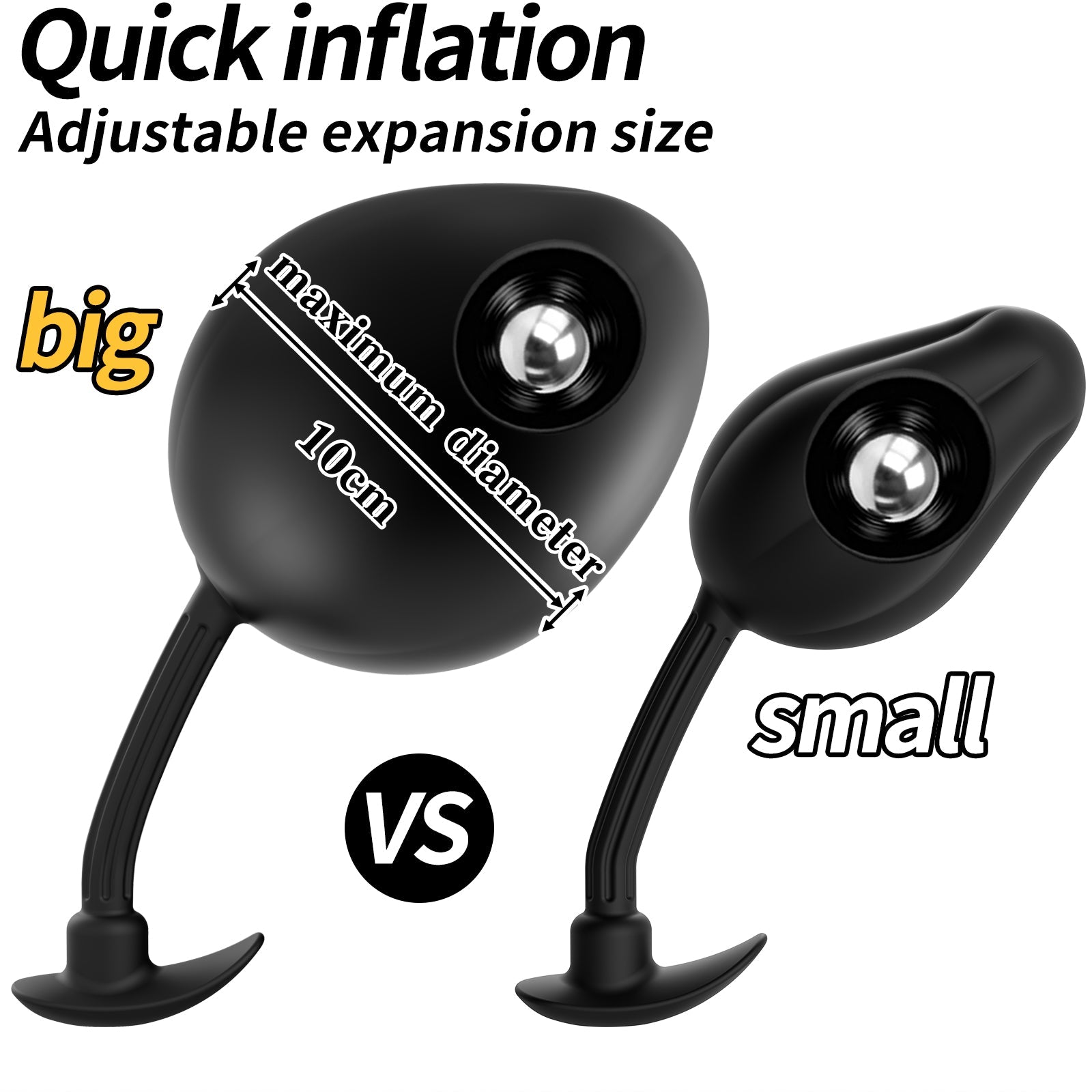 Magnetic Inflatable Anal Plug Premium Expandable Silicone Butt Plug with Hand Pump