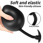 Magnetic Inflatable Anal Plug Premium Expandable Silicone Butt Plug with Hand Pump