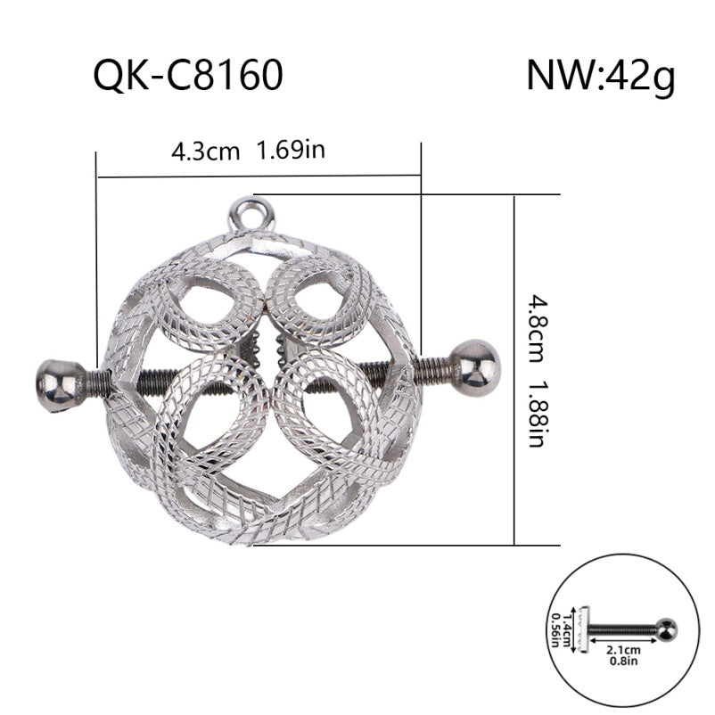 Spherical Nipple Clamps Bettie Bondage Kit – Hollow Woven Restriant Kinky Sex Toys for Women