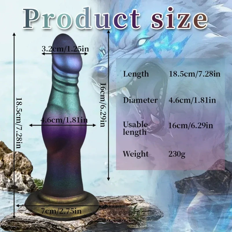 Domlust Dog Dildo – Knotted Canine Fantasy Silicone Toy with G-Spot Curve & Color Gradient