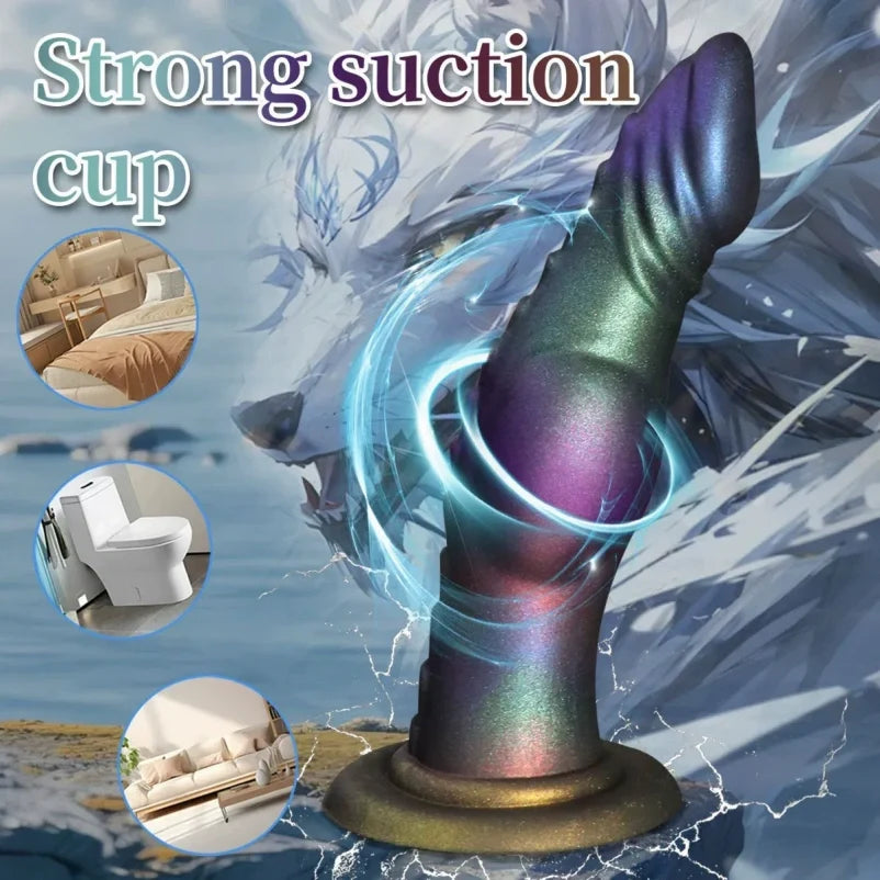 Domlust Dog Dildo – Knotted Canine Fantasy Silicone Toy with G-Spot Curve & Color Gradient