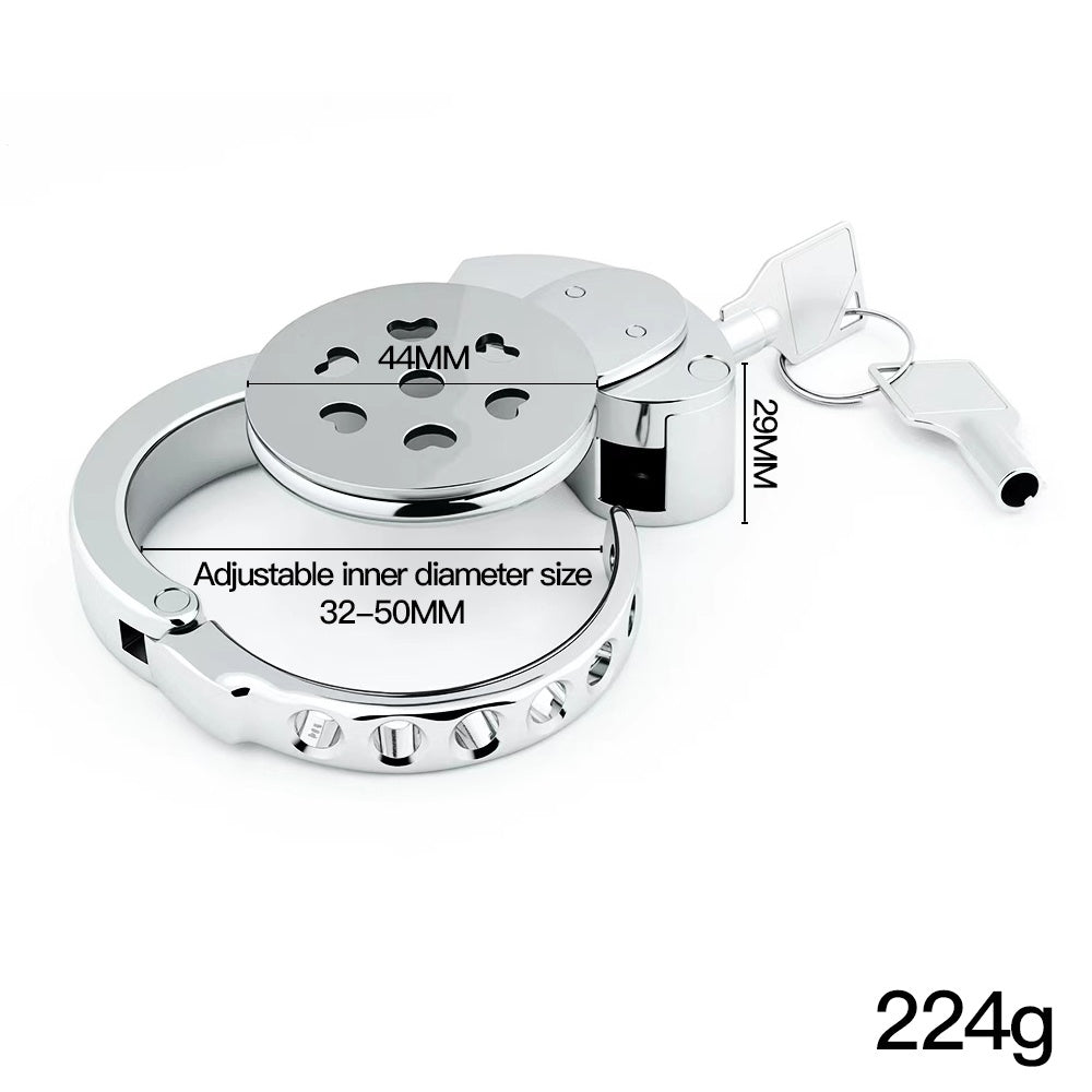 Inverted Flat Chastity Cage Collection with Adjustable Rings – Heart, Sunburst & Shell Ventilation Patterns
