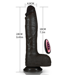 Slender Waist Realistic Black Dildo - Remote Control Vibrating 7 inch Penis  Anal Sex Toys