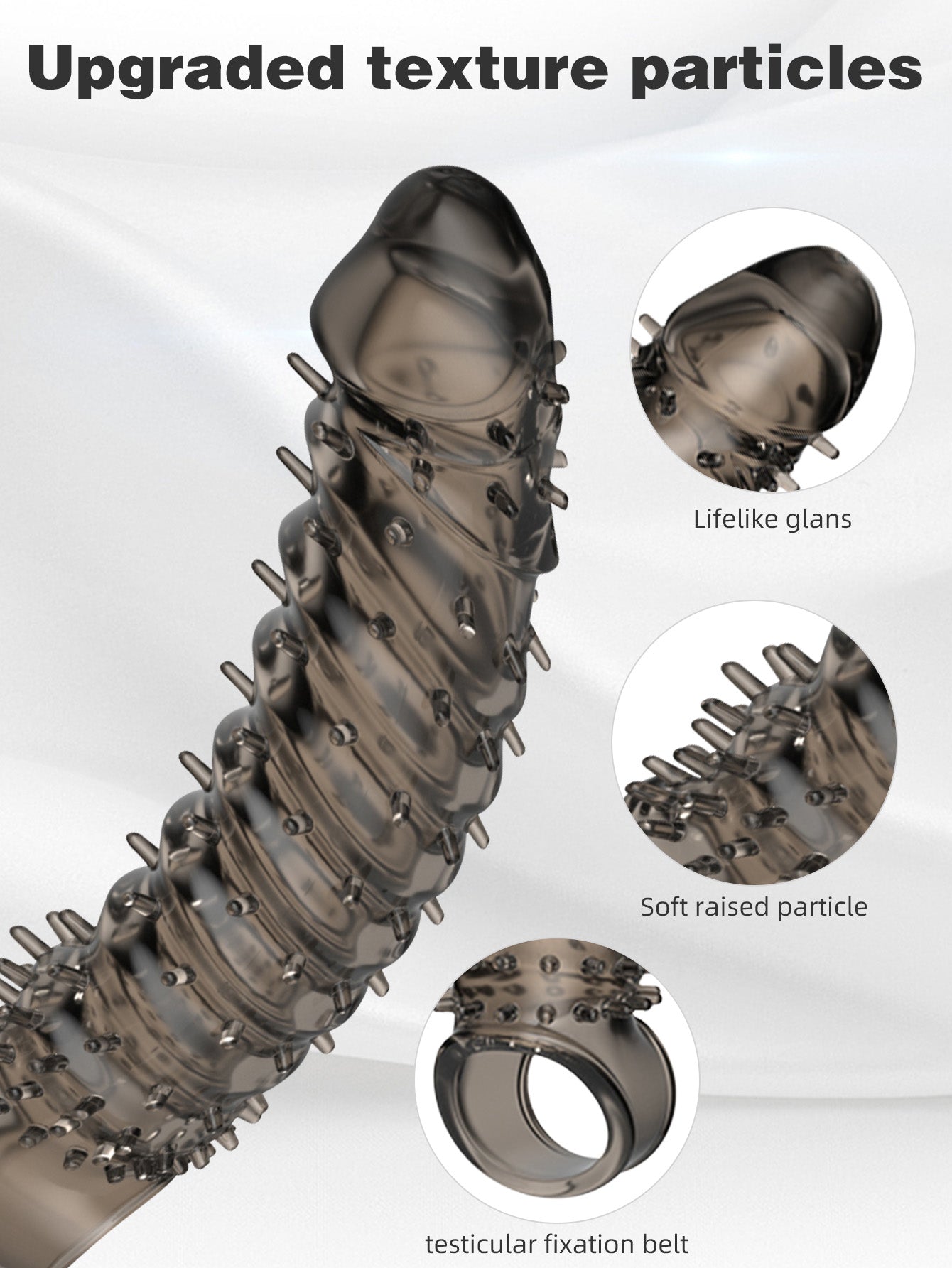 Knotted Dildo Stretchy Cock Sleeve - Jelly Penis Extender Sheath Sex Toy for Men Gay