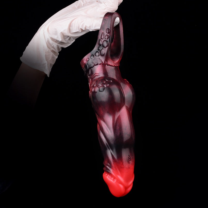 Blood-Black Silicone Vibrating Penis Sleeve – Remote Control 7-Inch Dick Extender Sheath