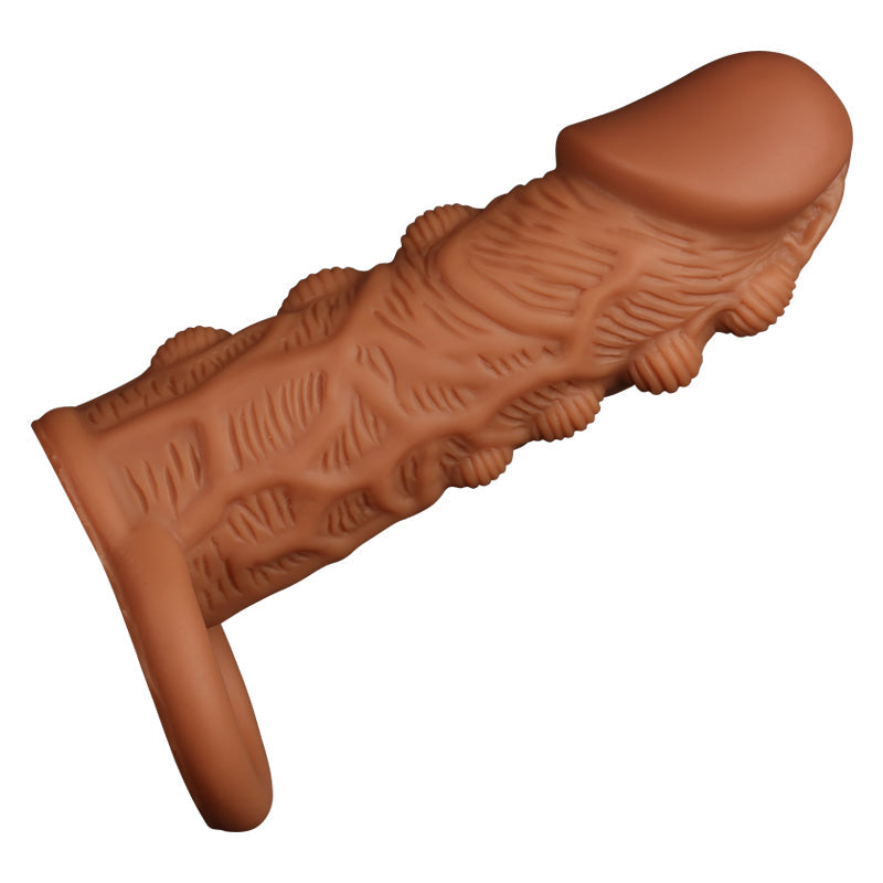 Life Size Knotted Cock Sleeve Male Sex Toys - Premium Silicone Textured Penis Sheath Enlarger