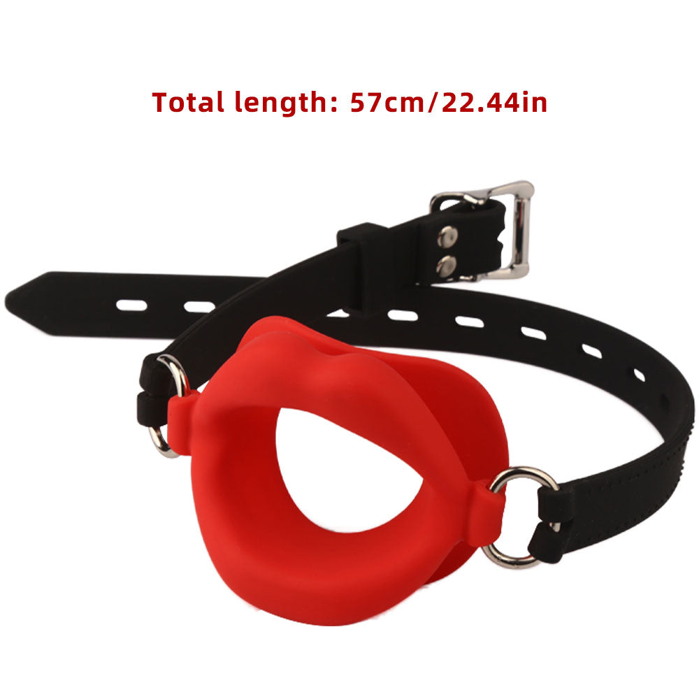 Fantasy Red Lip Ball Gag  - Leather Belt Bondage Restriants Oral Sex Toys
