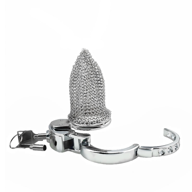 Lightweight Breathable Mesh Male Chastity Cage with One-Touch Closure and Adjustable Carabiner Lock