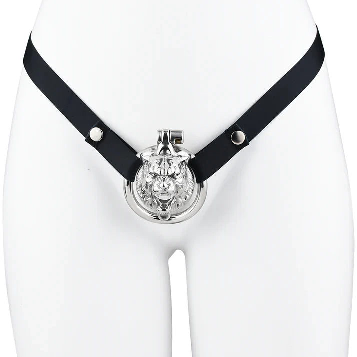 Metal Beast Tiger & Bull Chastity Cage with Bell