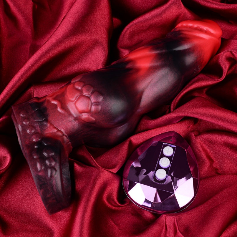 Blood-Black Silicone Vibrating Penis Sleeve – Remote Control 7-Inch Dick Extender Sheath