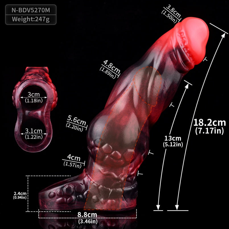 Blood-Black Silicone Vibrating Penis Sleeve – Remote Control 7-Inch Dick Extender Sheath
