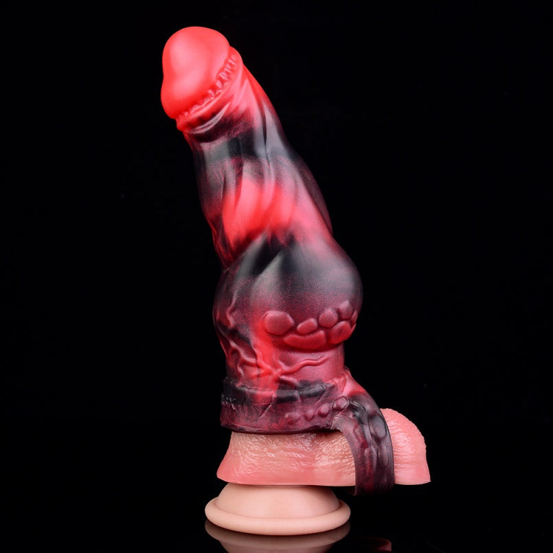 Blood-Black Silicone Vibrating Penis Sleeve – Remote Control 7-Inch Dick Extender Sheath