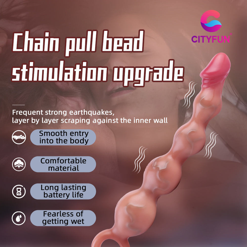 Anal Balls Vibrating Prostate Massager - Finger Ring 5 Anal Beads Sex Toys for Women Men