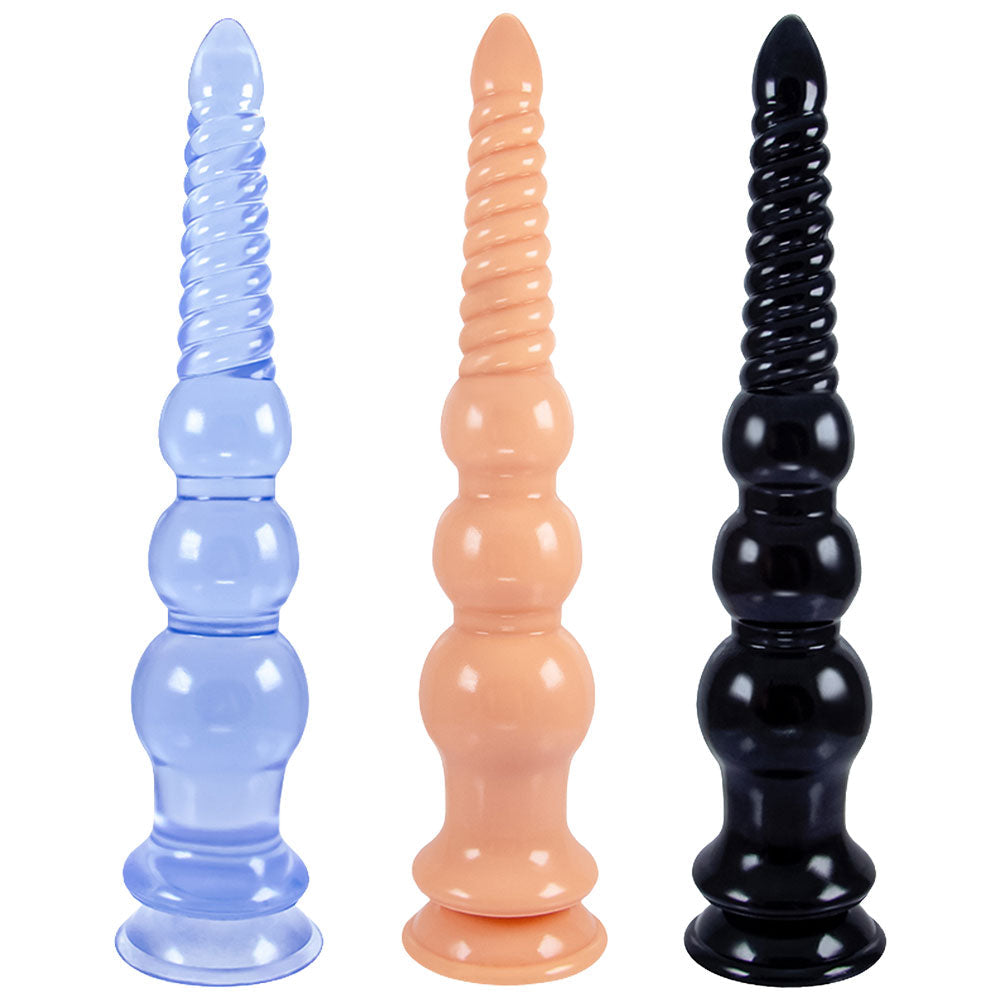 12 inch Long Dildo Butt Plug - Soft Graduated Sprial Fist Women Masturbator Powerful Sucker