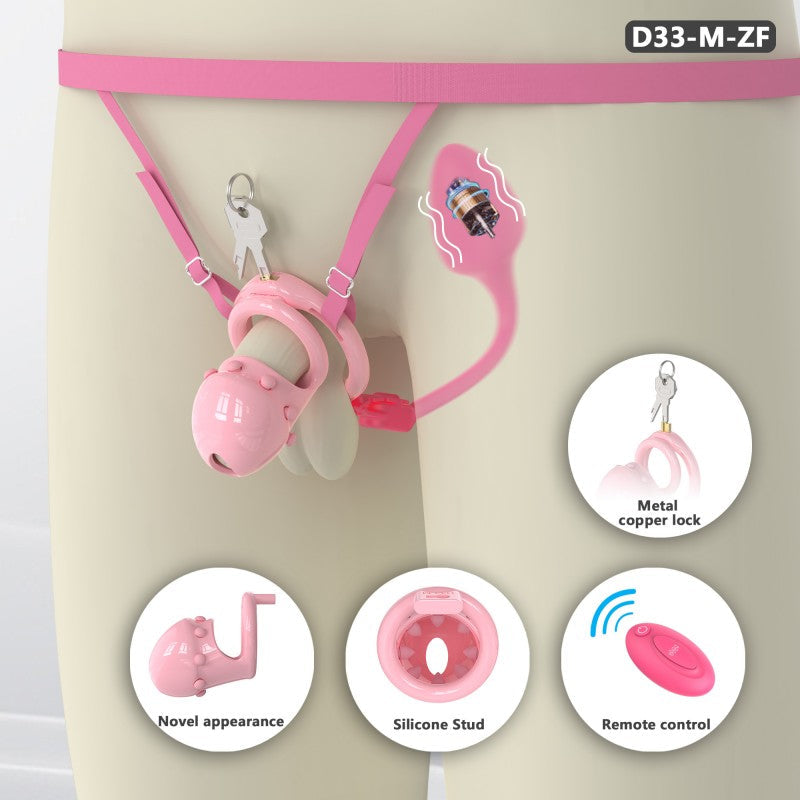 Adjustable Chastity Cage with Removable Silicone Studs | Remote Plug Compatible Locking Device