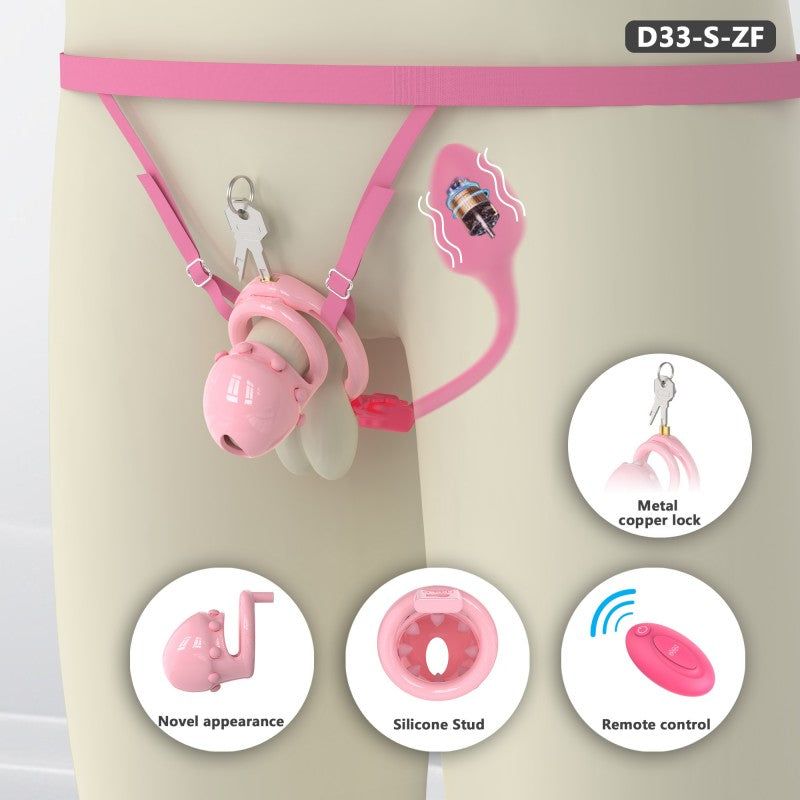 Adjustable Chastity Cage with Removable Silicone Studs | Remote Plug Compatible Locking Device