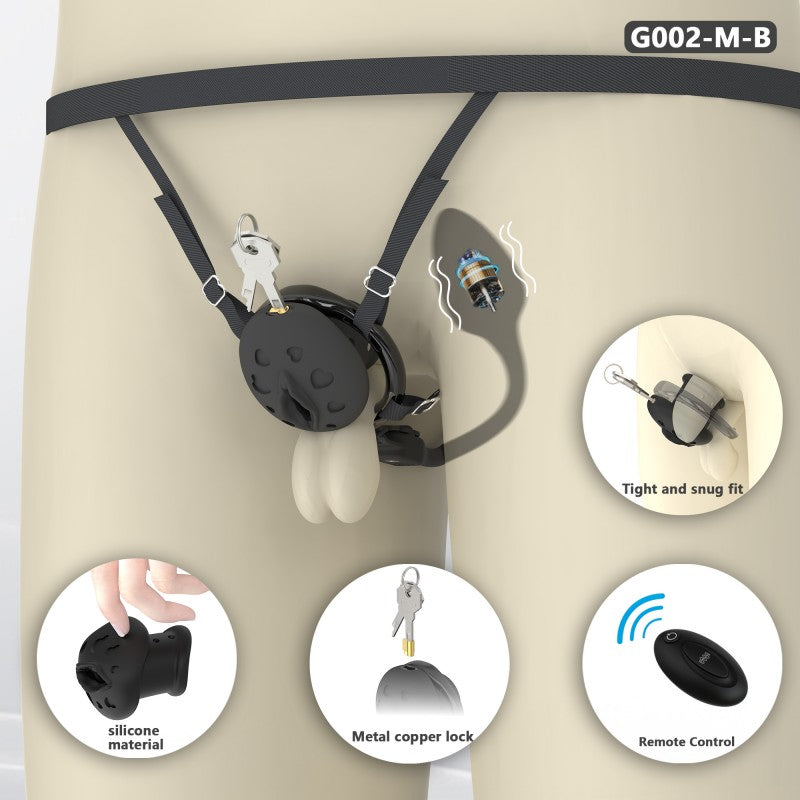 Recessed Silicone Chastity Cage for Men | Ergonomic Inward Design Wearable Device with Remote Vibration & Adjustable Fit System